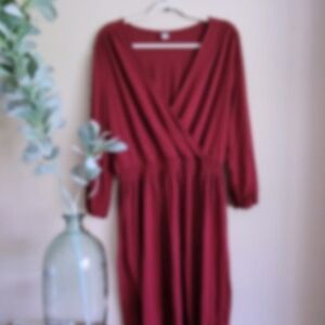 Old Navy Burgundy Smocked Waist Midi Dress (XL)